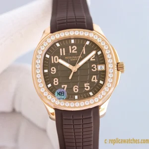 Replica Watches Patek Philippe Aquanaut 38.8mm Olive Green Women Swiss Automatic Movement Rubber Strap 1:1 Clone Watch