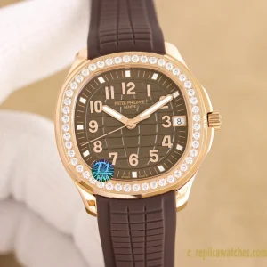 Replica Watches Patek Philippe Aquanaut 38.8mm Olive Green Women Swiss Automatic Movement Rubber Strap 1:1 Clone Watch