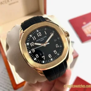 Replica Watches Patek Philippe Aquanaut 42mm Black Dial Men Swiss Automatic Movement Rubber Strap 1:1 Clone Watch