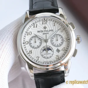 Replica Watches Patek Philippe Complications 40mm White Dial Men Swiss Automatic Leather Strap 1:1 Clone Watch