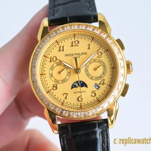 Replica Watches Patek Philippe Grand Complications 40mm Gold Dial Mens Swiss Automatic Movement Leather Strap 1:1 Clone Watch