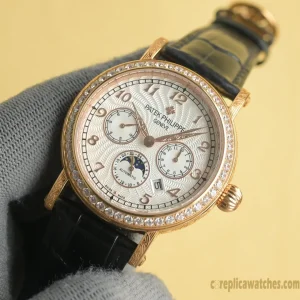 Replica Watches Patek Philippe Grand Complications 40 mm Silver Dial Mens Swiss Automatic Movement Leather Strap 1:1 Clone Watch