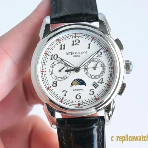 Replica Watches Patek Philippe Grand Complications 40 mm White Dial Men Swiss Automatic Movement Leather Strap 1:1 Clone Watch