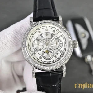 Replica Watches Patek Philippe Grand Complications 42 mm Silver Dial Men Swiss Automatic Movement Leather Strap 1:1 Clone Watch