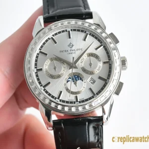 Replica Watches Patek Philippe Grand Complications 42 mm Silver Dial Men Swiss Automatic Movement Leather Strap 1:1 Clone Watch
