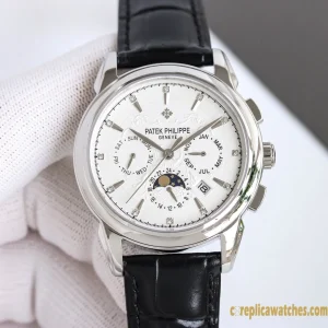 Replica Watches Patek Philippe Grand Complications 42 mm White Dial Mens Swiss Automatic Movement Leather Strap 1:1 Clone Watch