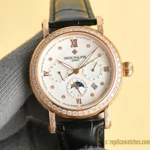 Replica Watches Patek Philippe Grand Complications 42 mm White Dial Women Swiss Automatic Movement Leather Strap 1:1 Clone Watch