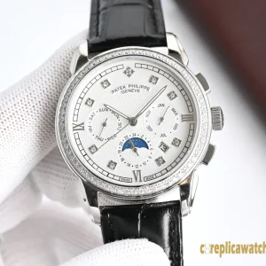 Replica Watches Patek Philippe Grand Complications 42 mm White Dial Mens Swiss Automatic Movement Leather Strap 1:1 Clone Watch