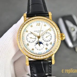 Replica Watches Patek Philippe Grand Complications 42 mm White Dial Men Swiss Automatic Movement Leather Strap 1:1 Clone Watch