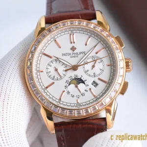 Replica Watches Patek Philippe Grand Complications 42 mm White Dial Men Swiss Automatic Movement Leather Strap 1:1 Clone Watch