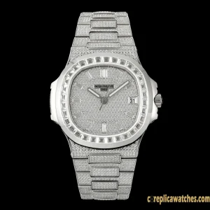 Replica Watches Patek Philippe Nautilus 40mm Silver Dial Mens Swiss Automatic Movement Metal Bracelet 1:1 Clone Watch