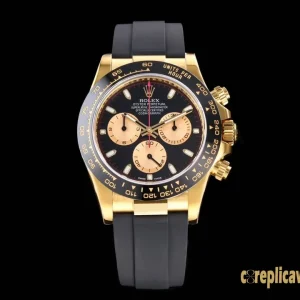 Replica Watches Rolex Daytona 40mm Black Dial Men Swiss Automatic Movement Rubber Strap 1:1 Clone Watch