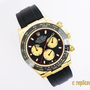 Replica Watches Rolex Daytona 40mm Black Dial Men Swiss Automatic Movement Rubber Strap 1:1 Clone Watch