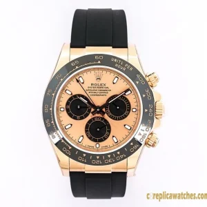 Replica Watches Rolex Daytona 40mm Gold Dial Men Swiss Automatic Movement Rubber Strap 1:1 Clone Watch