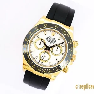 Replica Watches Rolex Daytona 40mm White Dial Men Swiss Automatic Movement Rubber Strap 1:1 Clone Watch