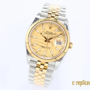 Replica Watches Rolex Datejust 36 Champagne Dial Men Swiss Automatic Movement Metal bracelet 1:1 Clone Watch