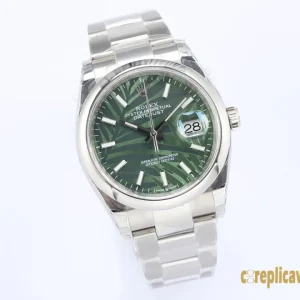 Replica Watches Rolex Datejust 36 Green Palm Dial Men Swiss Automatic Movement Metal Bracelet 1:1 Clone Watch