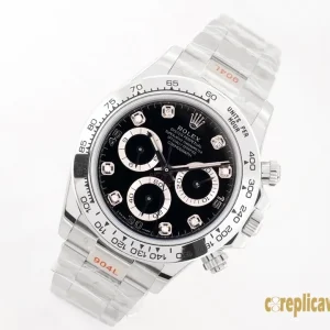 Replica Watches Rolex Daytona 40mm Black Dial Men Swiss Automatic Movement Metal bracelet 1:1 Clone Watch