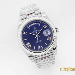Replica Watches Rolex Day-Date 40 Blue Dial Men Swiss Automatic Movement Metal bracelet 1:1 Clone Watch