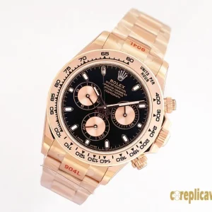 Replica Watches Rolex Daytona 40mm Black Dial Mens Swiss Automatic Movement Metal bracelet 1:1 Clone Watch