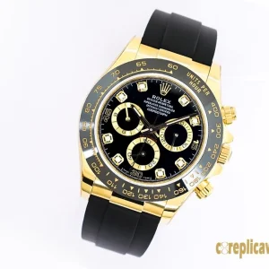 Replica Watches Rolex Daytona 40mm Black Dial Men Swiss Automatic Movement Rubber Strap 1:1 Clone Watch