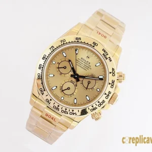 Replica Watches Rolex Daytona 40mm Champagne Dial Men Swiss Automatic Movement Metal bracelet 1:1 Clone Watch