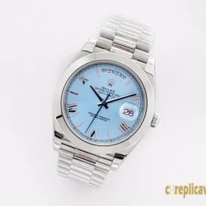 Replica Watches Rolex Day-Date 40 Light Blue Men Swiss Automatic Movement Metal bracelet 1:1 Clone Watch