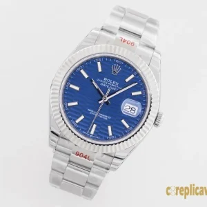 Replica Watches Rolex Datejust 41 Blue Dial Men Swiss Automatic Movement Metal bracelet 1:1 Clone Watch
