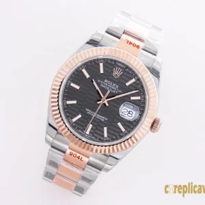 Replica Watches Rolex Datejust 41mm Black Dial Men Swiss Automatic Movement Metal bracelet 1:1 Clone Watch
