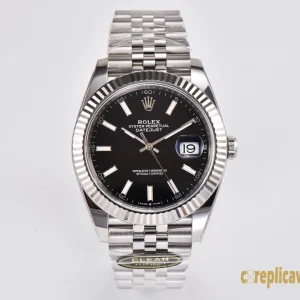 Replica Watches Rolex Datejust 41mm Black Dial Men Swiss Automatic Movement Metal bracelet 1:1 Clone Watch