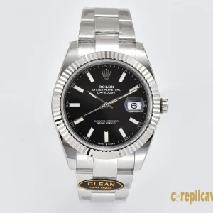Replica Watches Rolex Datejust 41mm Black Dial Men Swiss Automatic Movement Metal bracelet 1:1 Clone Watch