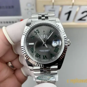 Replica Watches Rolex Datejust 41mm Dark Gray Roman Numeral Men Swiss Automatic Movement Metal bracelet 1:1 Clone Watch