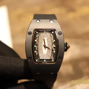 Replica Watches Richard Mille RM 007 45mm Diamond Dial Women Swiss Automatic Rubber Bracelet 1:1 Clone Watch