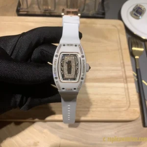 Replica Watches Richard Mille RM007 45 mm Black Dial Women Swiss Automatic Rubber Strap 1:1 Clone Watch