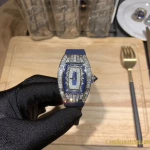 Replica Watches Richard Mille RM007 45 mm Diamond Dial Women Swiss Automatic Rubber Bracelet 1:1 Clone Watch