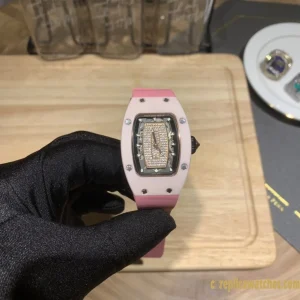 Replica Watches Richard Mille RM007 45mm Diamond Pink Women Swiss Automatic Rubber 1:1 Clone Watch