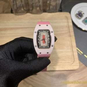 Replica Watches Richard Mille RM007 45 mm Pink Dial Women Swiss automatic movement Rubber Strap 1:1 Clone Watch