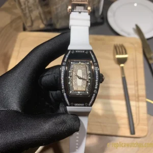 Replica Watches Richard Mille RM007 45 mm Diamond Dial Women Swiss automatic movement Rubber strap 1:1 Clone Watch