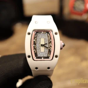 Replica Watches Richard Mille RM007 45 mm White Dial Women Swiss Automatic Movement Rubber Strap 1:1 Clone Watch