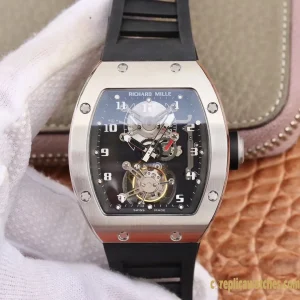 Replica Watches Richard Mille RM 011 45mm Blue Dial Mens Swiss Automatic Rubber Bracelet 1:1 Clone Watch