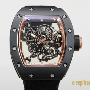 Replica Watches Richard Mille RM 011 45mm Skeleton Dial Mens Swiss Automatic Rubber Strap 1:1 Clone Watch