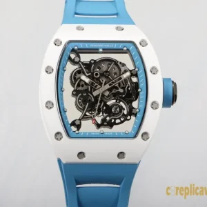 Replica Watches Richard Mille RM055 49mm Skeleton Dial Mens Swiss Automatic Rubber Bracelet 1:1 Clone Watch