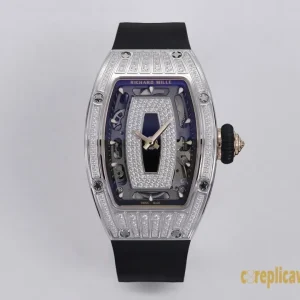 Replica Watches Richard Mille RM07-1 45mm Blue Diamond Women Swiss Automatic Rubber 1:1 Clone Watch