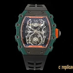 Replica Watches Richard Mille RM 21-02 45 mm Black Dial Men Swiss automatic movement Rubber strap 1:1 Clone Watch