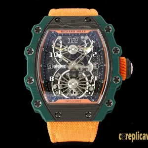 Replica Watches Richard Mille RM 21-02 45 mm Gray Dial Mens Swiss Automatic Rubber Strap 1:1 Clone Watch