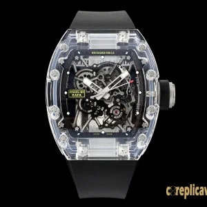 Replica Watches Richard Mille RM35-01 45mm Black Dial Mens Swiss automatic movement Rubber Strap 1:1 Clone Watch