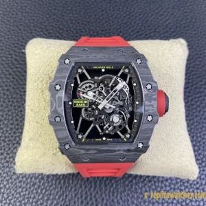 Replica Watches Richard Mille RM35-01 45mm Black Skeleton Dial Mens Swiss Automatic Rubber Bracelet 1:1 Clone Watch
