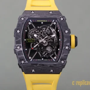 Replica Watches Richard Mille RM35 43mm Black Dial Mens Swiss Automatic Rubber Strap 1:1 Clone Watch