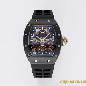 Replica Watches Richard Mille RM 47 45mm Blue Samurai Dial Mens Swiss Automatic Rubber Strap 1:1 Clone Watch