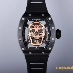 Replica Watches Richard Mille RM 52-01 49mm Black Dial Mens Swiss Automatic Rubber Strap 1:1 Clone Watch